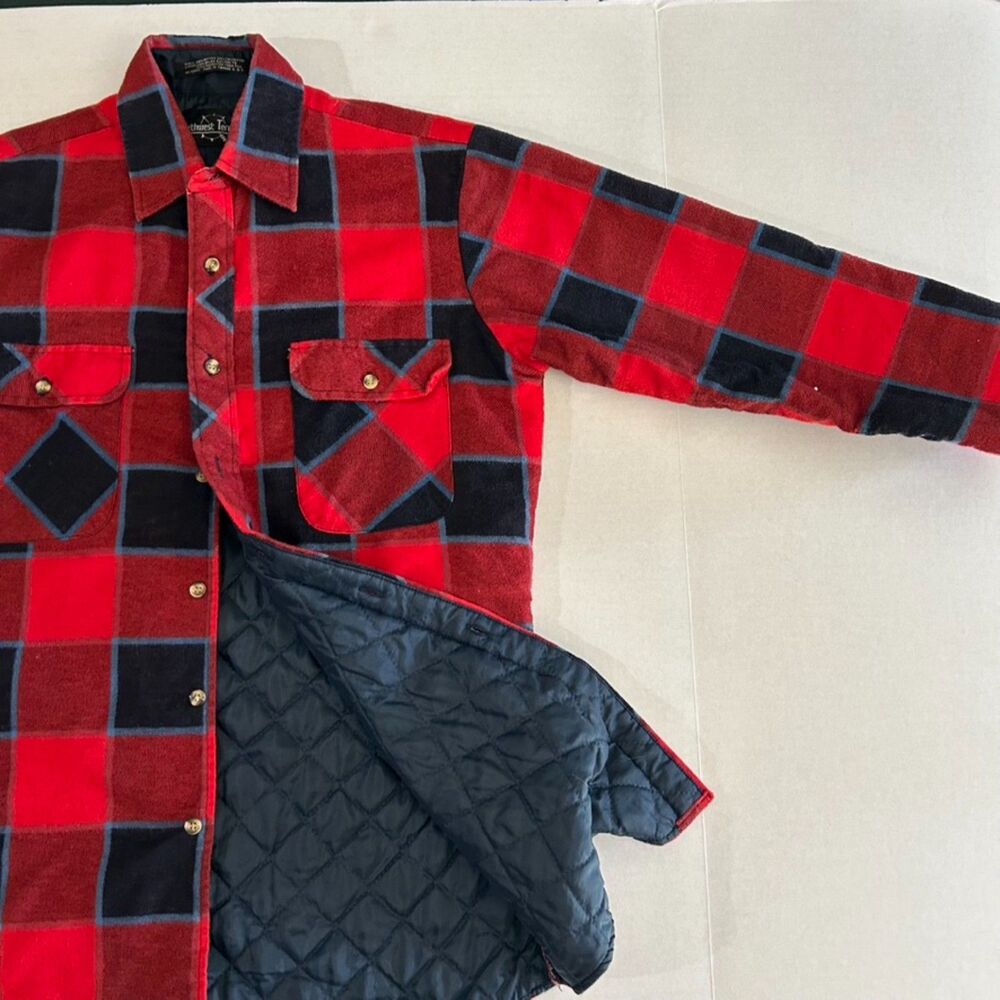 VTG Northwest Territory, Quilted Red Flannel Jacket, Mens sz S, Cabin Core,